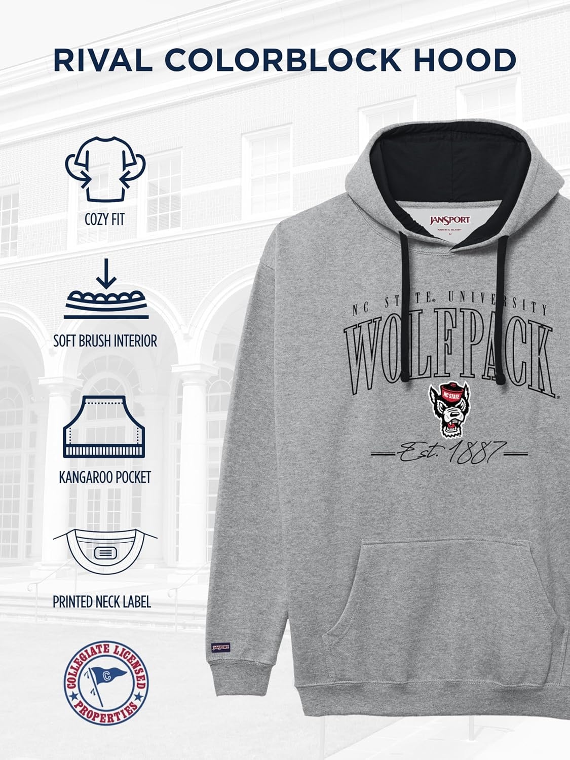 image:imageJanSport NCAA unisexadult Rival Colorblock HoodTeam Color