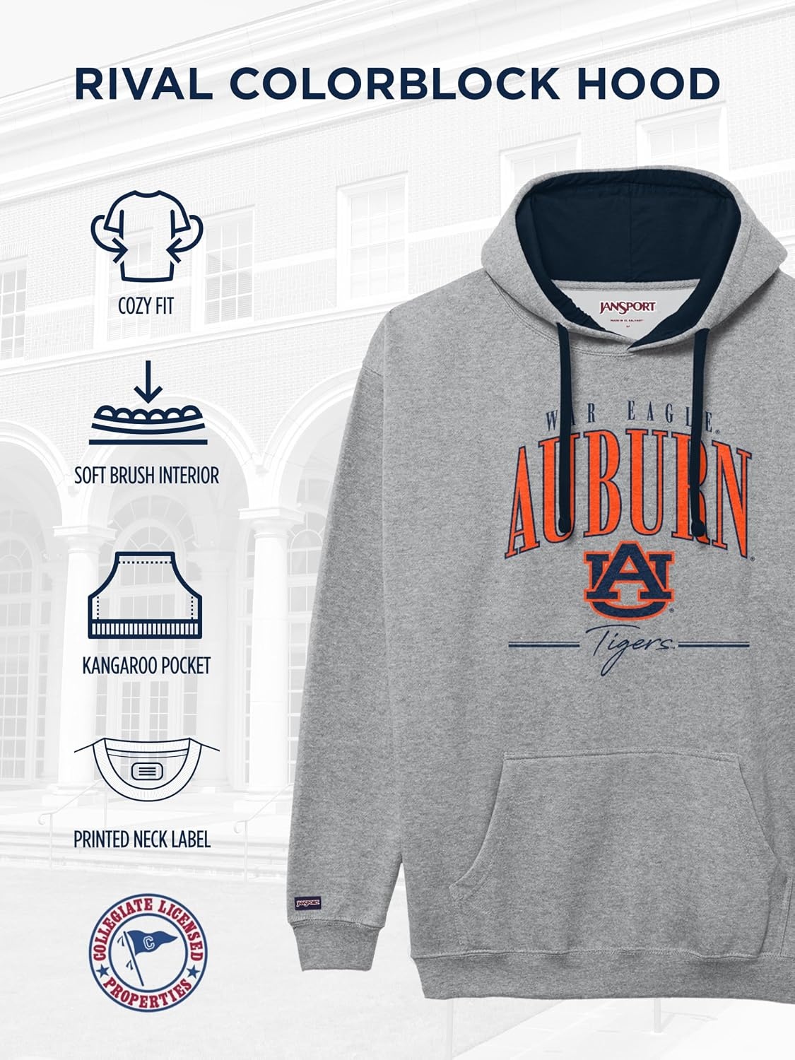 image:imageJanSport NCAA unisexadult Rival Colorblock HoodTeam Color