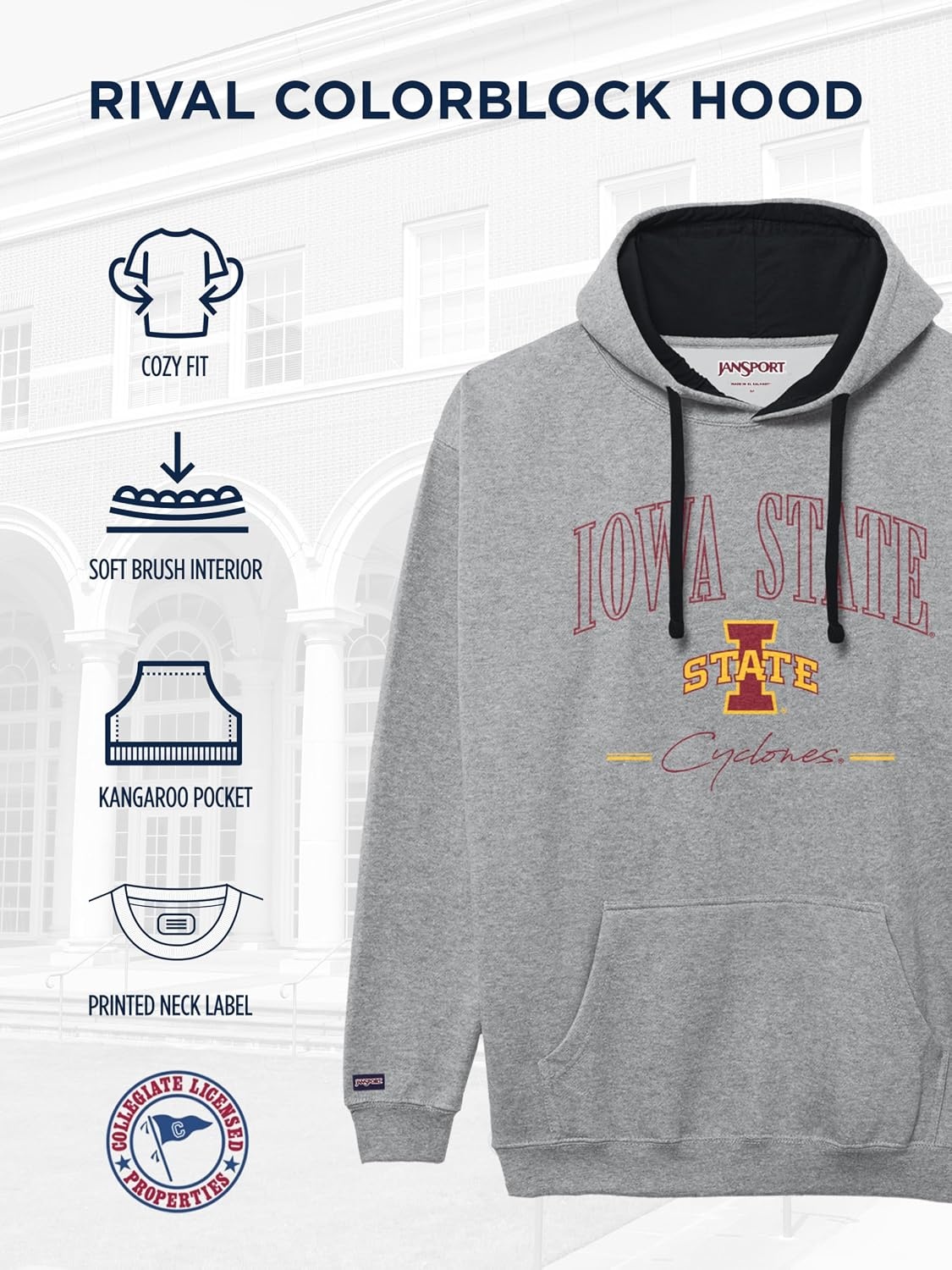 image:imageJanSport NCAA unisexadult Rival Colorblock HoodTeam Color