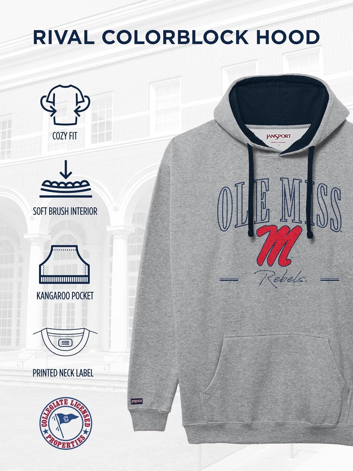 image:imageJanSport NCAA unisexadult Rival Colorblock HoodTeam Color