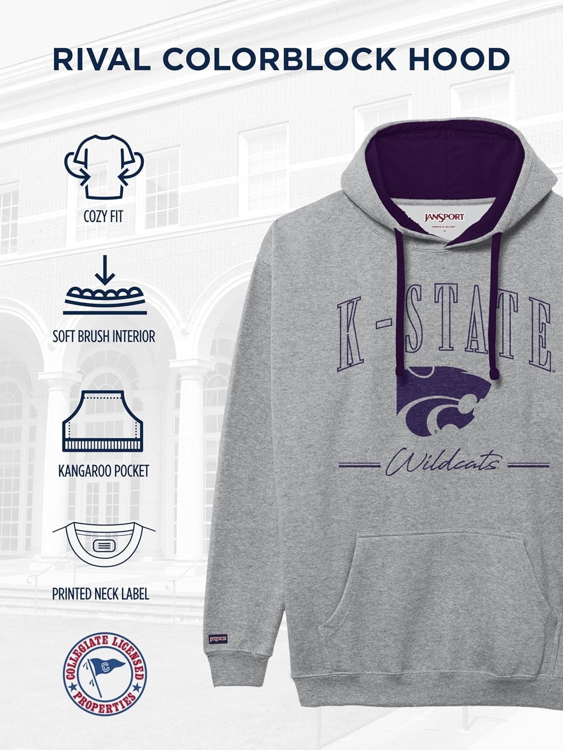 image:imageJanSport NCAA unisexadult Rival Colorblock HoodTeam Color