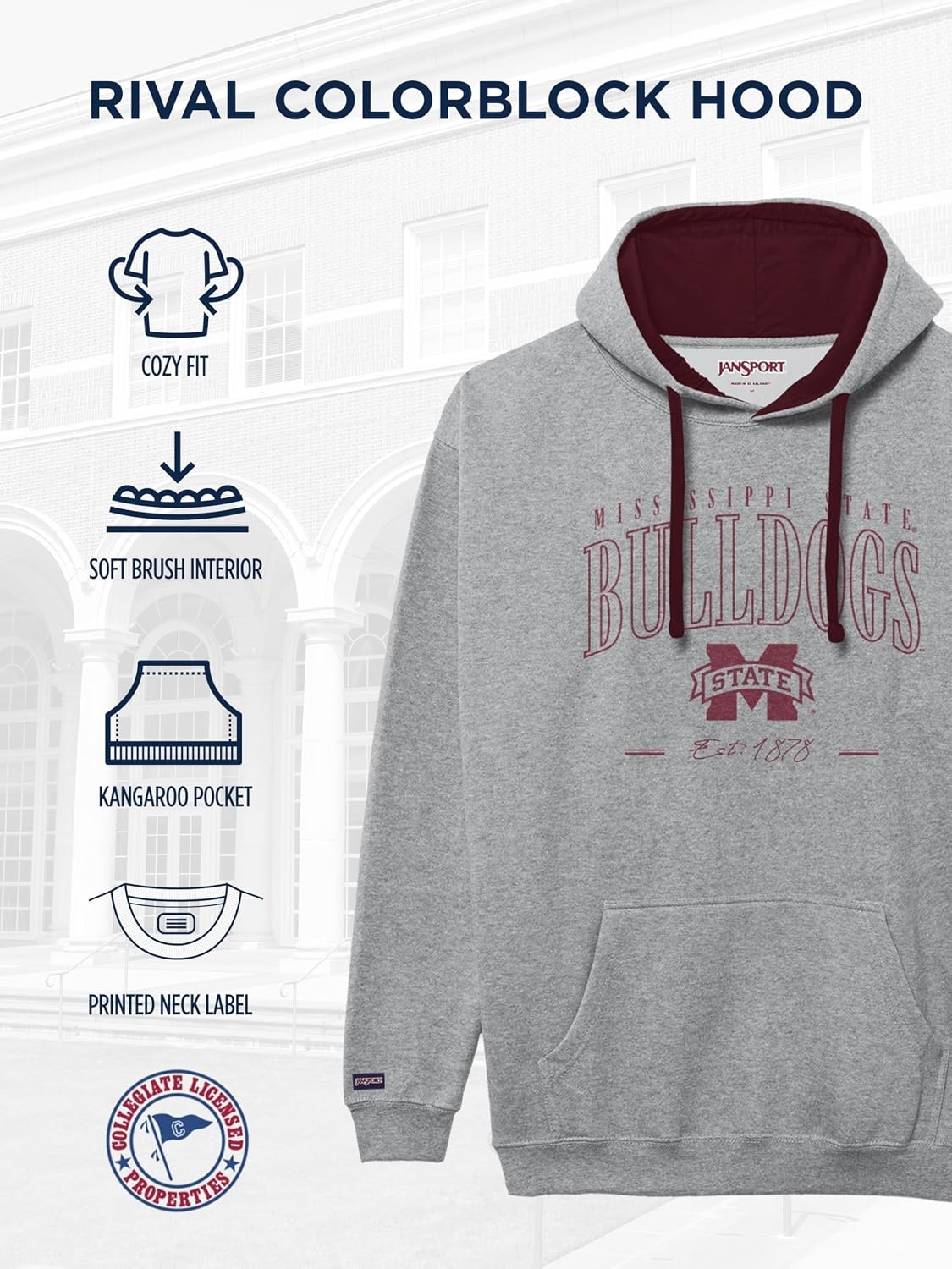 image:imageJanSport NCAA unisexadult Rival Colorblock HoodTeam Color