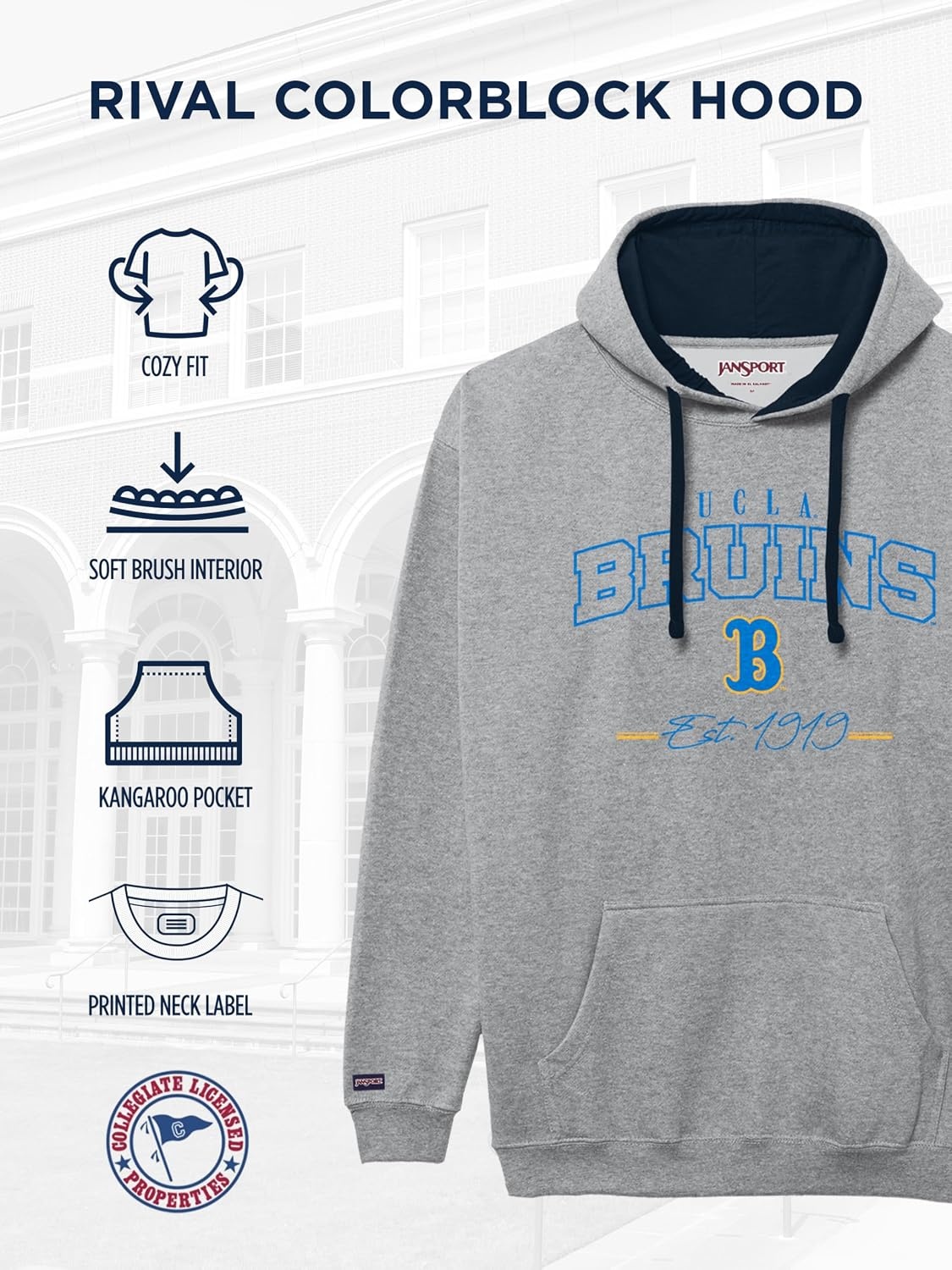 image:imageJanSport NCAA unisexadult Rival Colorblock HoodTeam Color