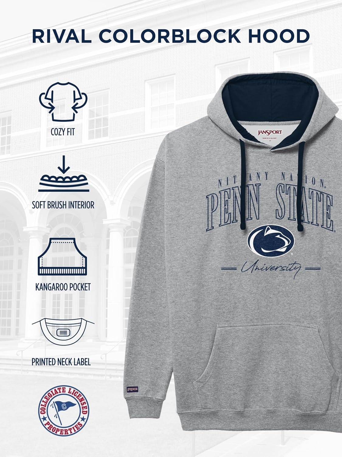 image:imageJanSport NCAA unisexadult Rival Colorblock HoodTeam Color