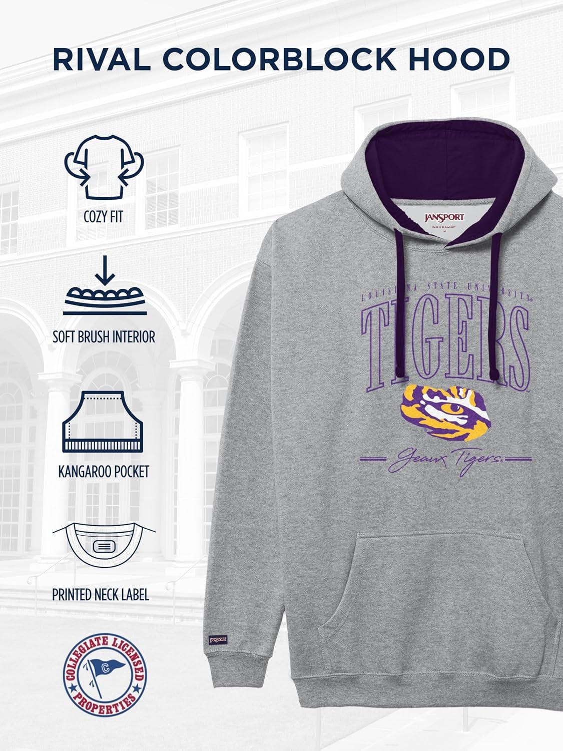 image:imageJanSport NCAA unisexadult Rival Colorblock HoodTeam Color