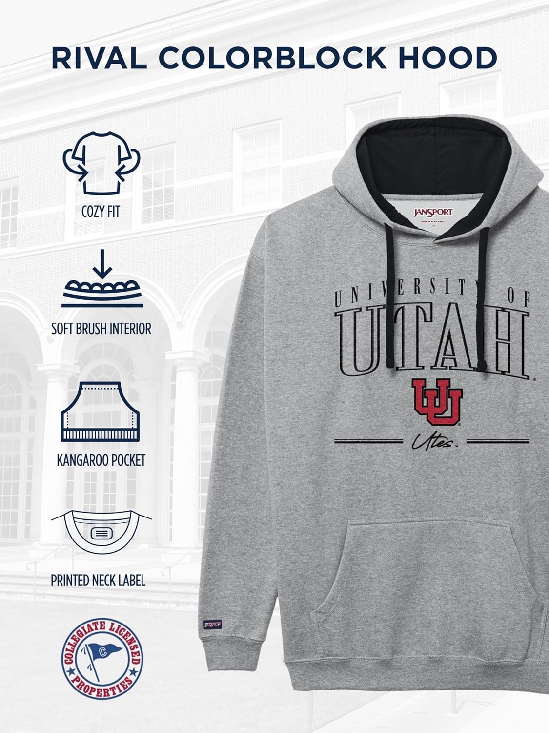 image:imageJanSport NCAA unisexadult Rival Colorblock HoodTeam Color