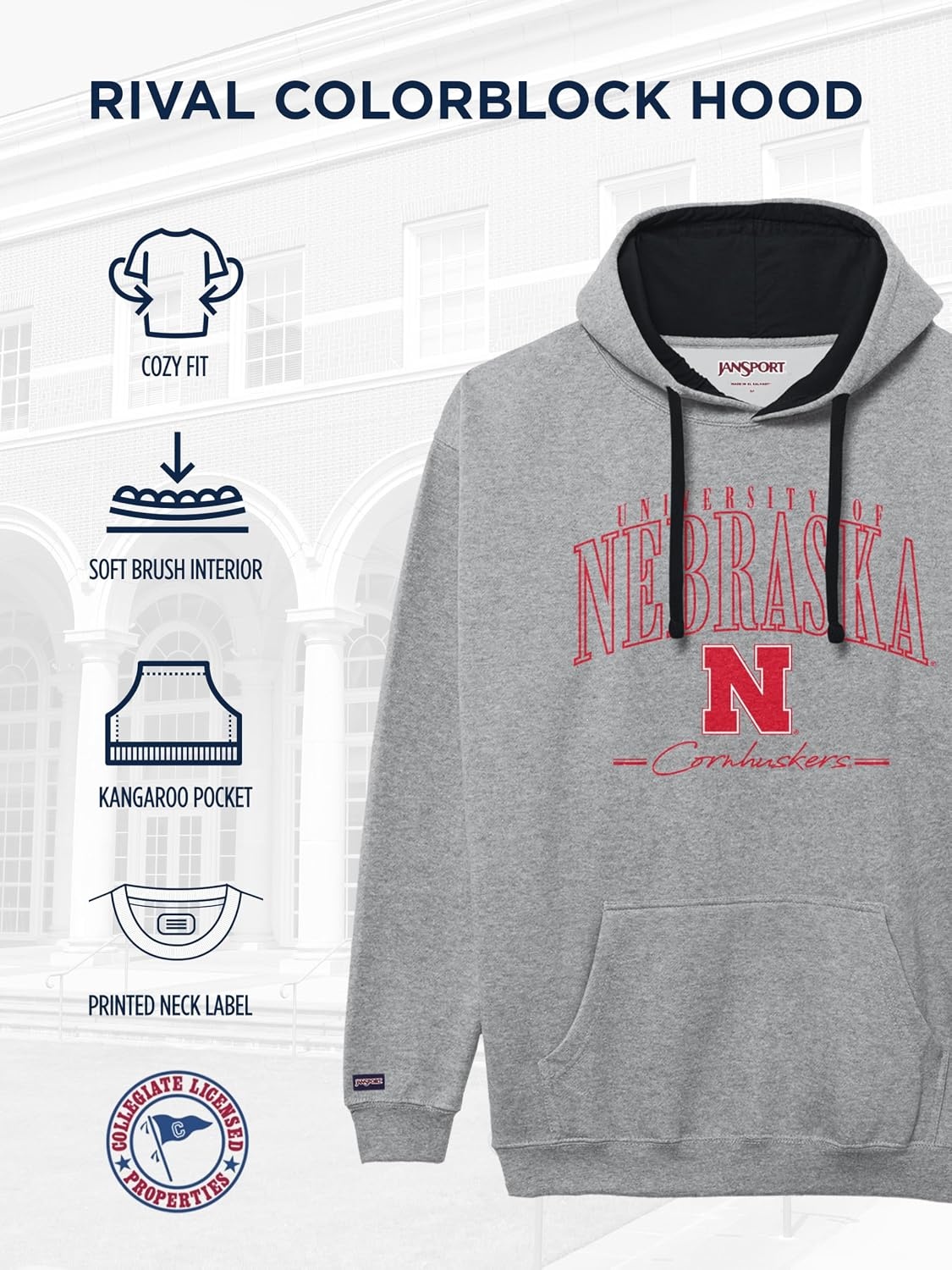 image:imageJanSport NCAA unisexadult Rival Colorblock HoodTeam Color