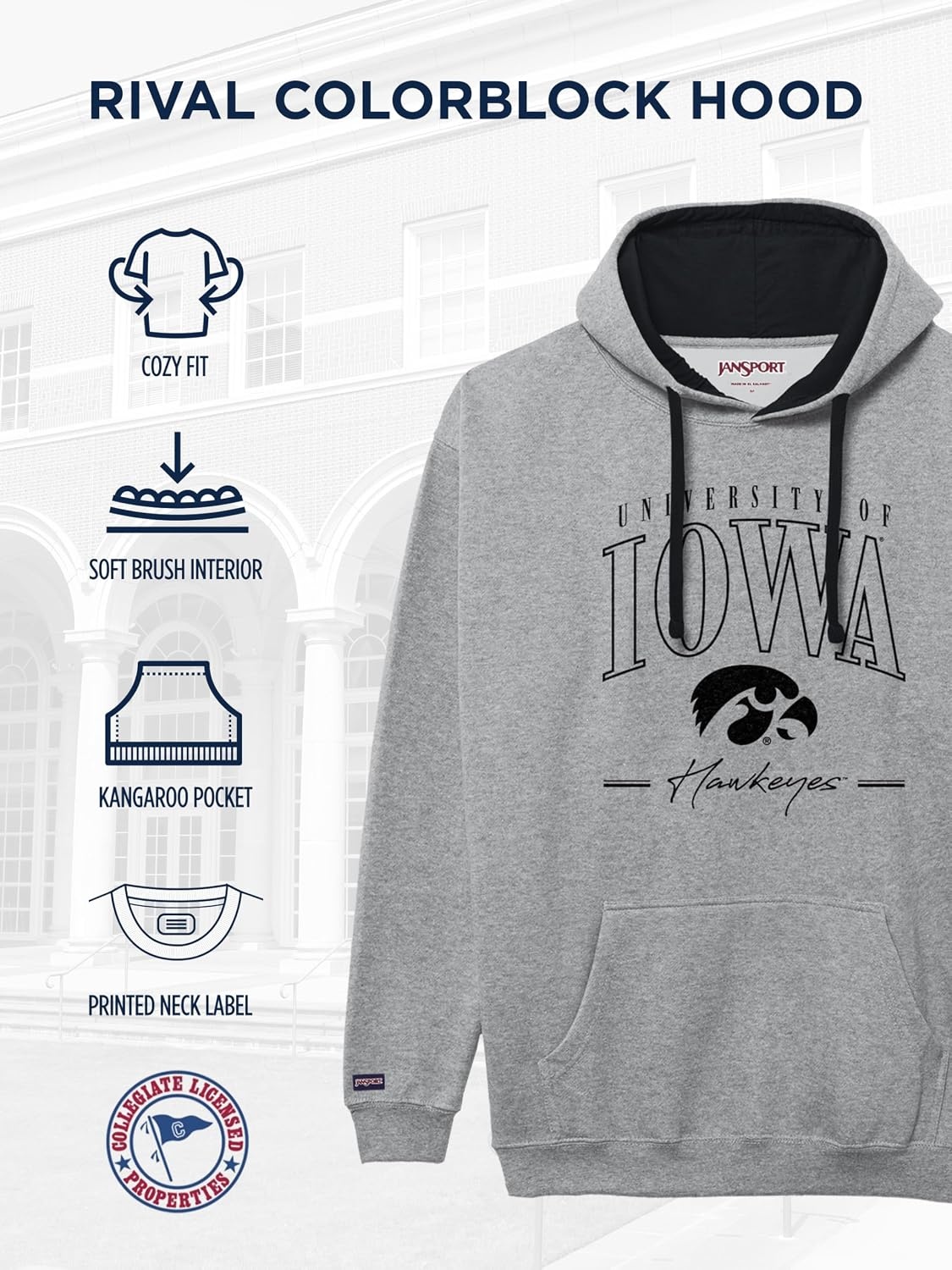 image:imageJanSport NCAA unisexadult Rival Colorblock HoodTeam Color
