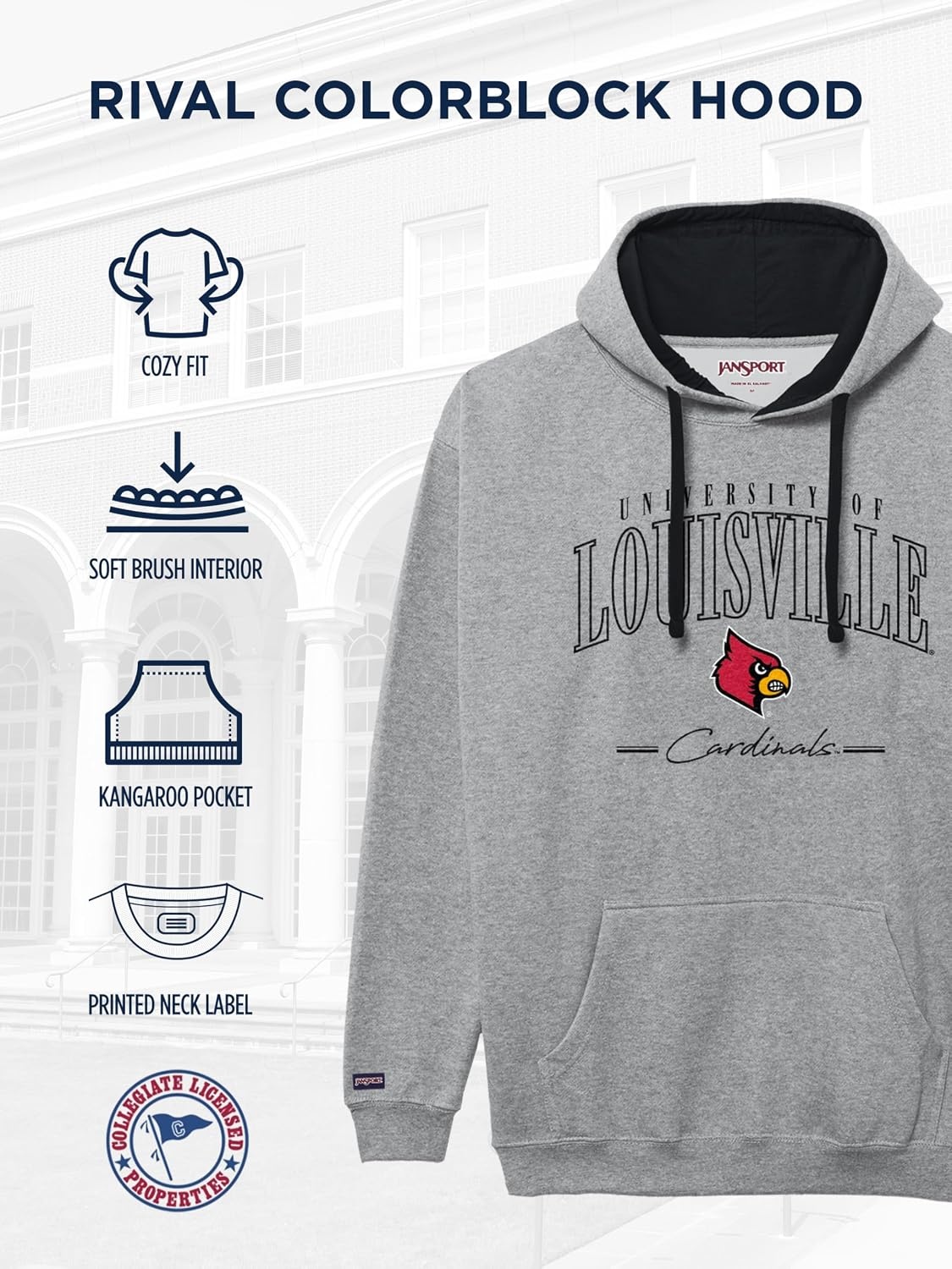 image:imageJanSport NCAA unisexadult Rival Colorblock HoodTeam Color