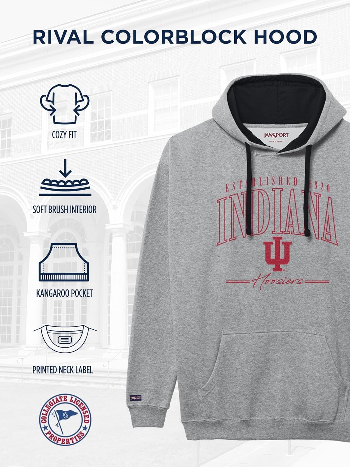 image:imageJanSport NCAA unisexadult Rival Colorblock HoodTeam Color