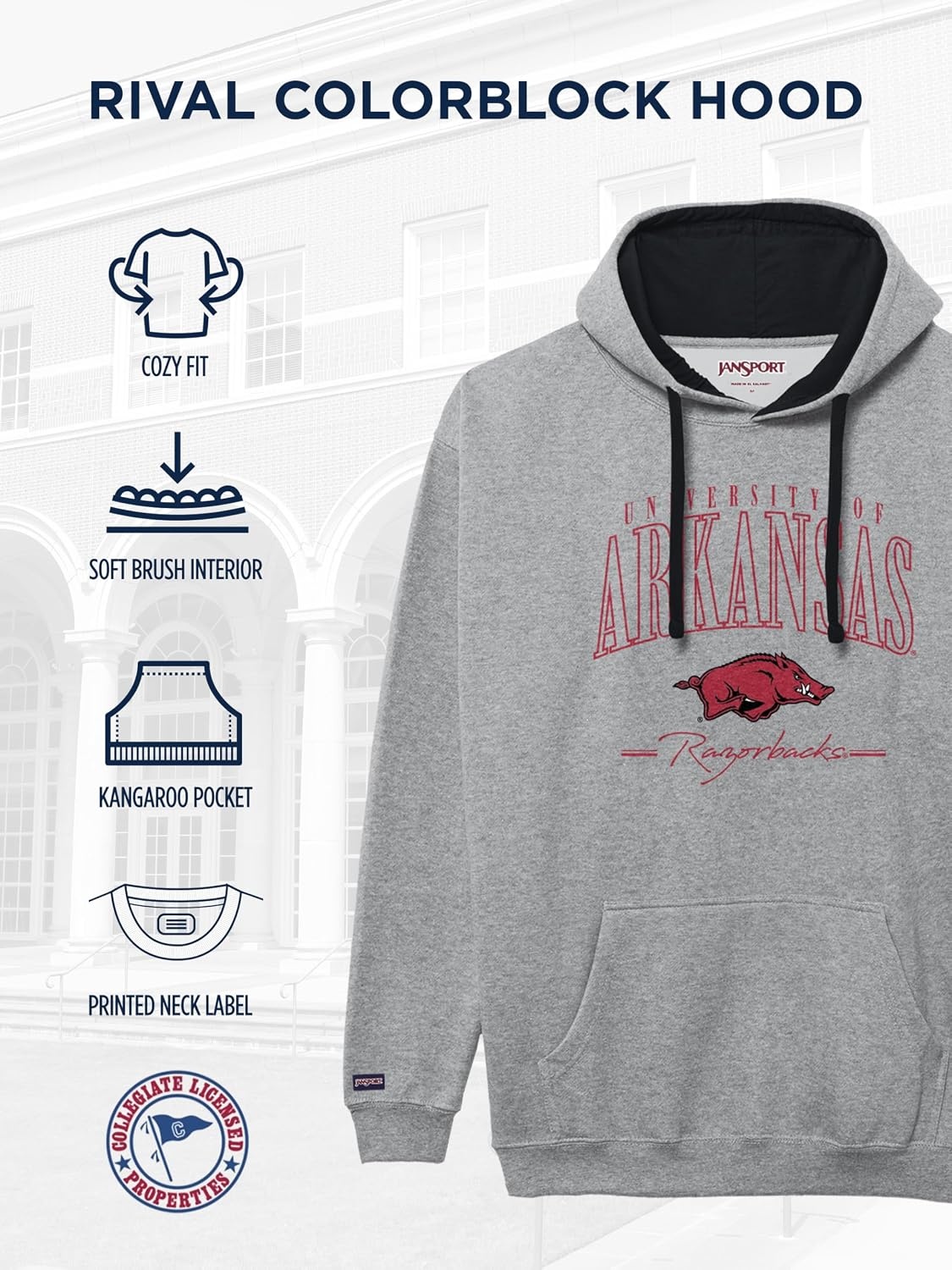 image:imageJanSport NCAA unisexadult Rival Colorblock HoodTeam Color