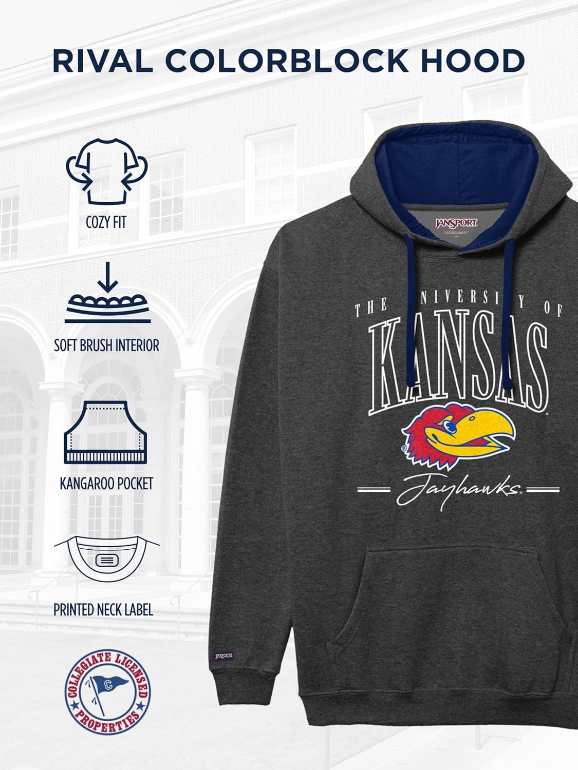 image:imageJanSport NCAA unisexadult Rival Colorblock HoodTeam Color