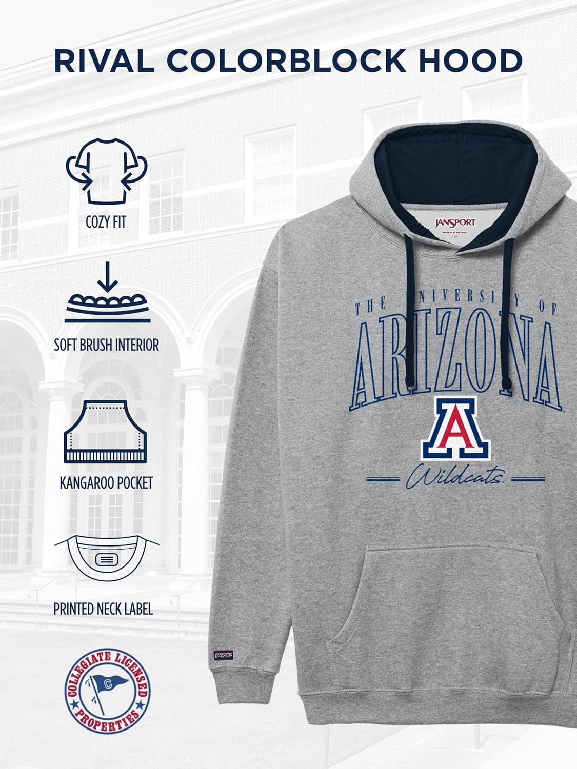 image:imageJanSport NCAA unisexadult Rival Colorblock HoodTeam Color