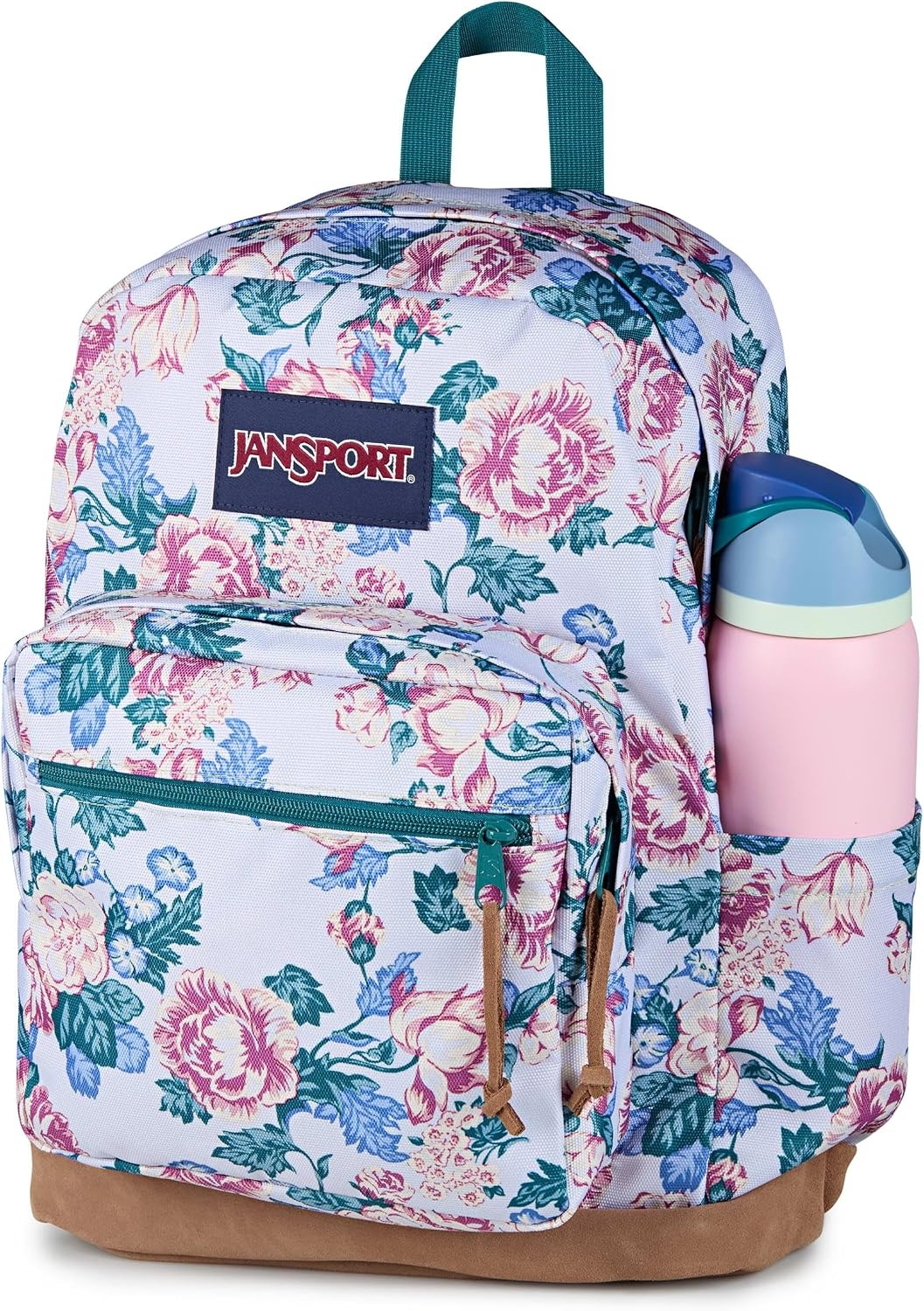 image:imageJanSport Right Pack Backpack Durable Daypack with Padded 15 Laptop Sleeve Spacious Main Compartment amp Integrated Water Bottle Pocket Animal IllusionRustic Roses Moon FlowerBluPnkGrn
