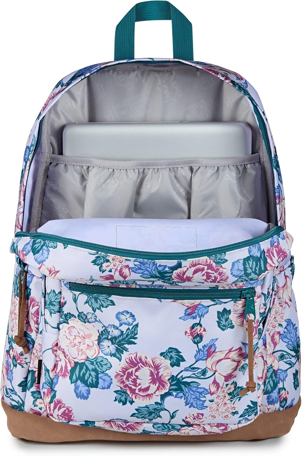 image:imageJanSport Right Pack Backpack Durable Daypack with Padded 15 Laptop Sleeve Spacious Main Compartment amp Integrated Water Bottle Pocket Animal IllusionRustic Roses Moon FlowerBluPnkGrn