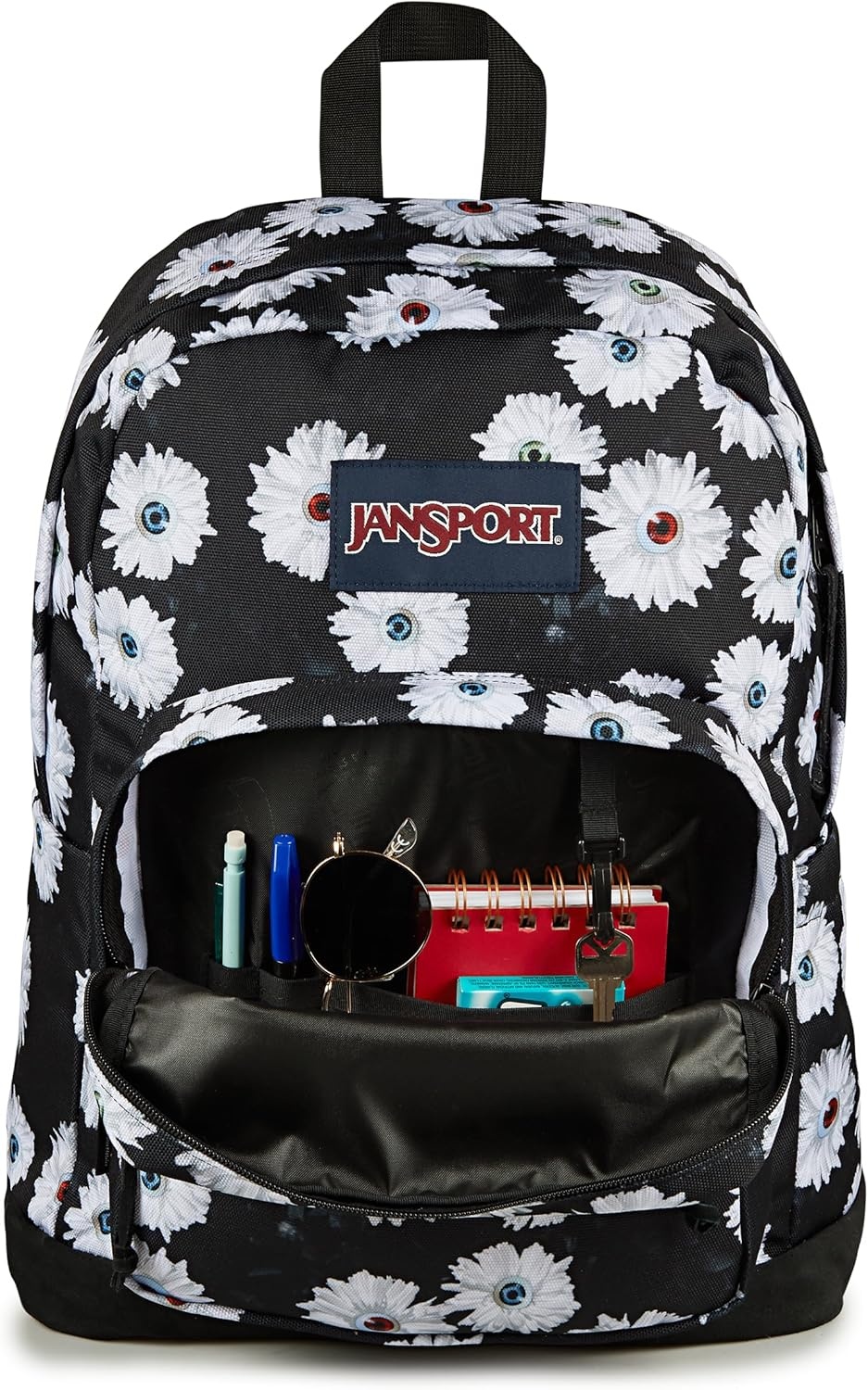 image:imageJanSport Right Pack Backpack Durable Daypack with Padded 15 Laptop Sleeve Spacious Main Compartment amp Integrated Water Bottle Pocket Animal IllusionEyeball Blossom