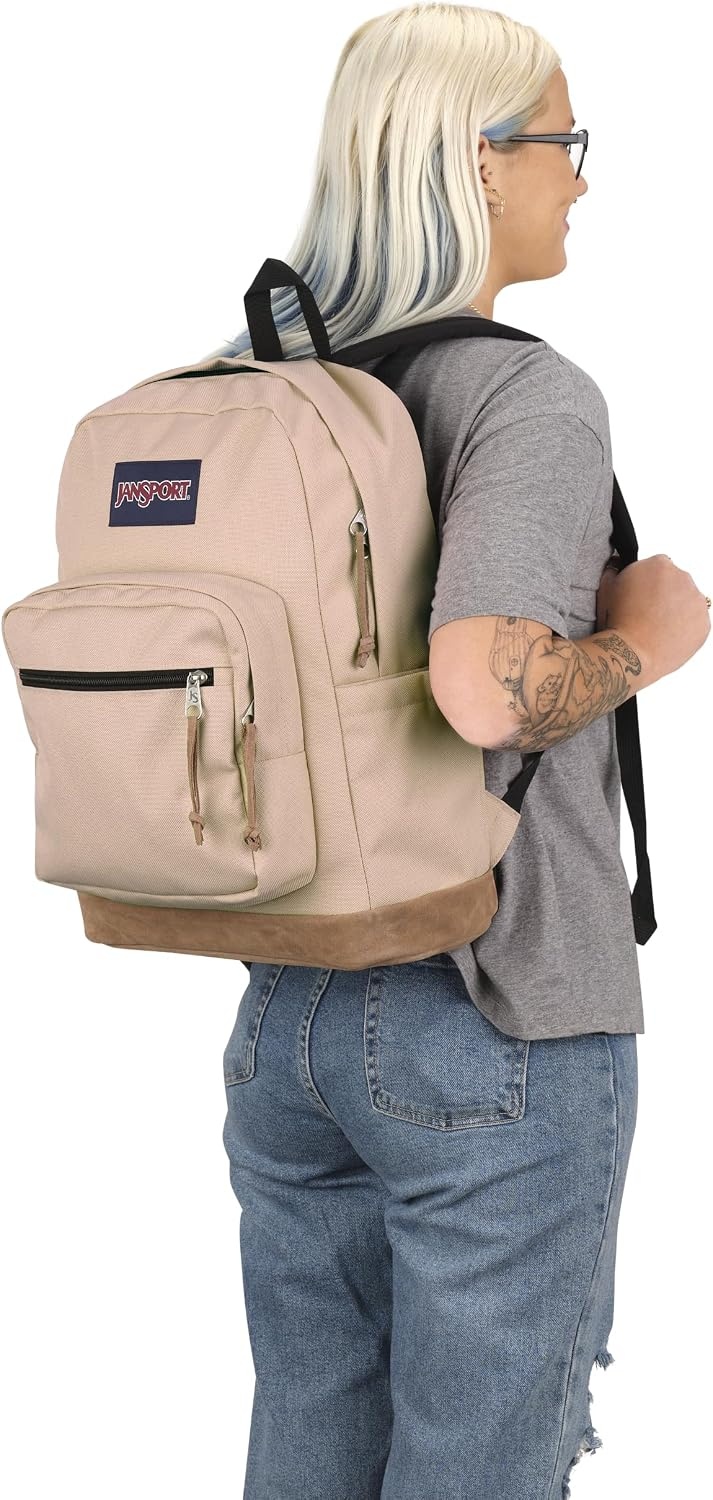 image:imageJanSport Right Pack Backpack Durable Daypack with Padded 15 Laptop Sleeve Spacious Main Compartment amp Integrated Water Bottle Pocket Animal IllusionTravertine
