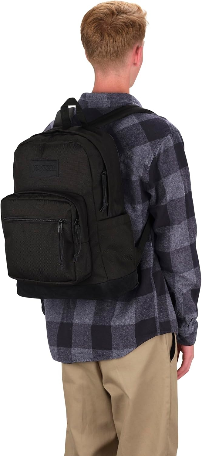 image:imageJanSport Right Pack Backpack Durable Daypack with Padded 15 Laptop Sleeve Spacious Main Compartment amp Integrated Water Bottle Pocket Animal IllusionMonochrome Black