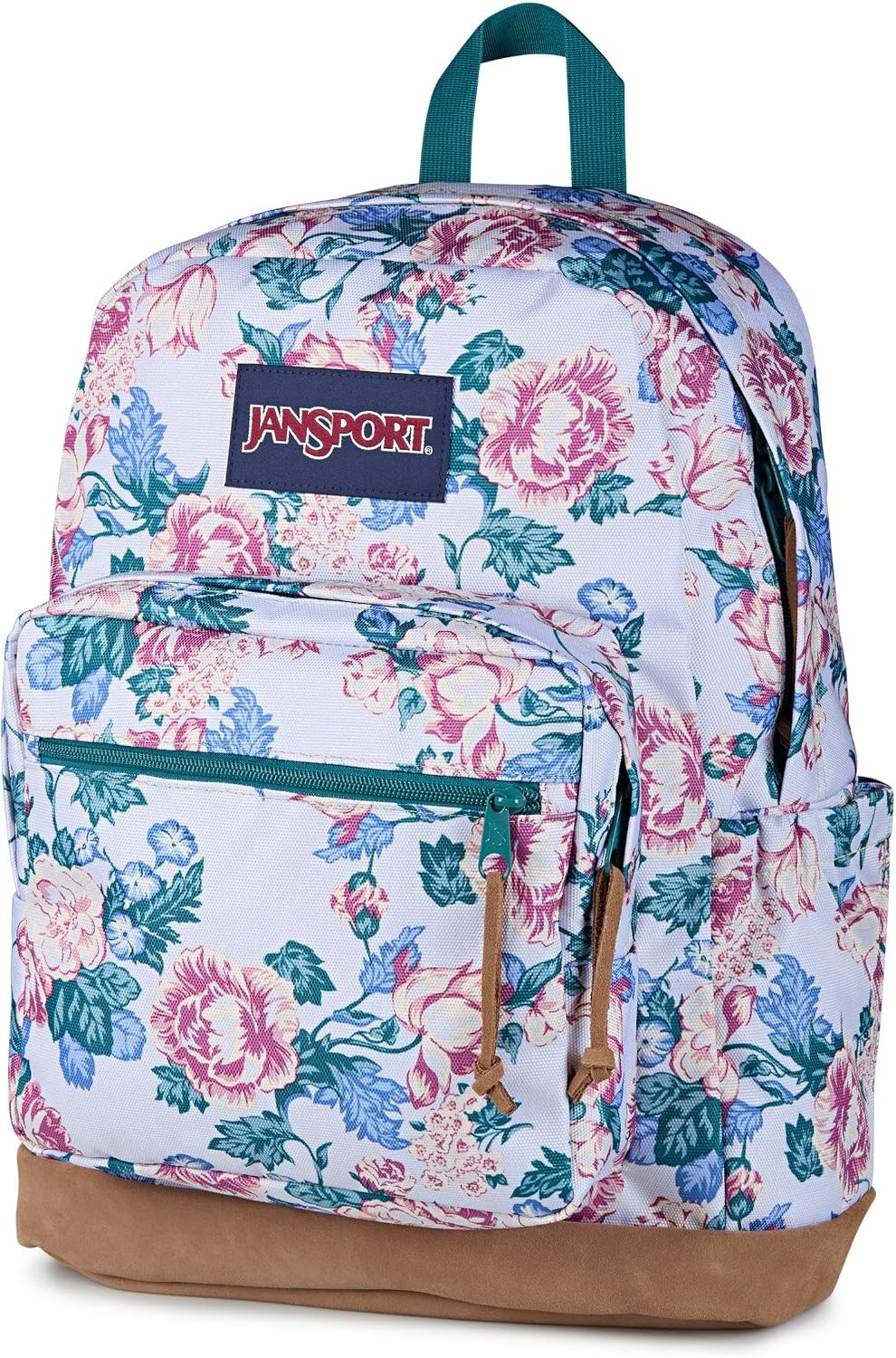 image:imageJanSport Right Pack Backpack Durable Daypack with Padded 15 Laptop Sleeve Spacious Main Compartment amp Integrated Water Bottle Pocket Animal IllusionRustic Roses Moon FlowerBluPnkGrn