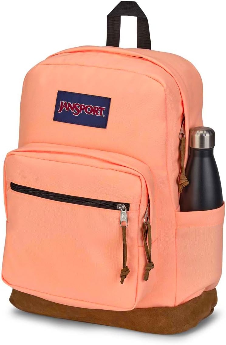 image:imageJanSport Right Pack Backpack Durable Daypack with Padded 15 Laptop Sleeve Spacious Main Compartment amp Integrated Water Bottle Pocket Animal IllusionPeach Neon