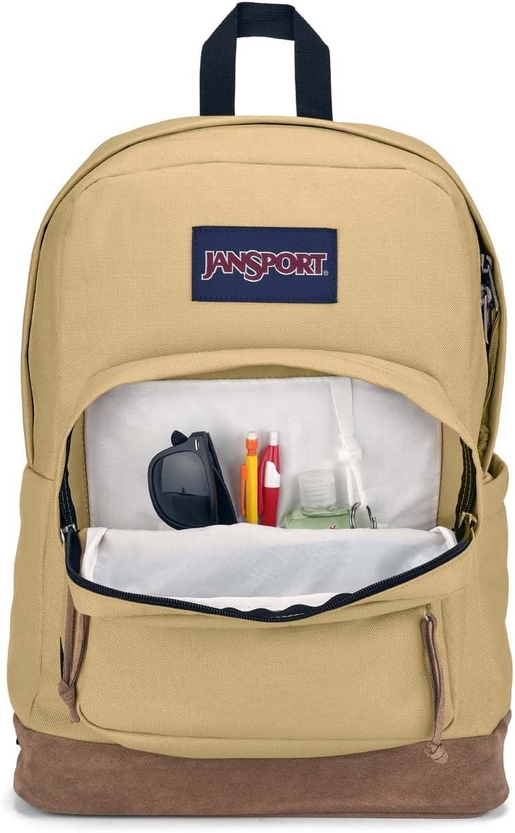 image:imageJanSport Right Pack Backpack Durable Daypack with Padded 15 Laptop Sleeve Spacious Main Compartment amp Integrated Water Bottle Pocket Animal IllusionCurry