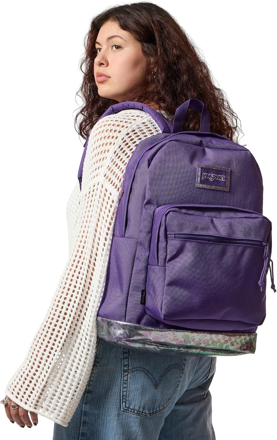 image:imageJanSport Right Pack Expressions Backpack Travel Work or Laptop Bag Coconut CorduroyBog Glam Suede Grape JellyPurplePink