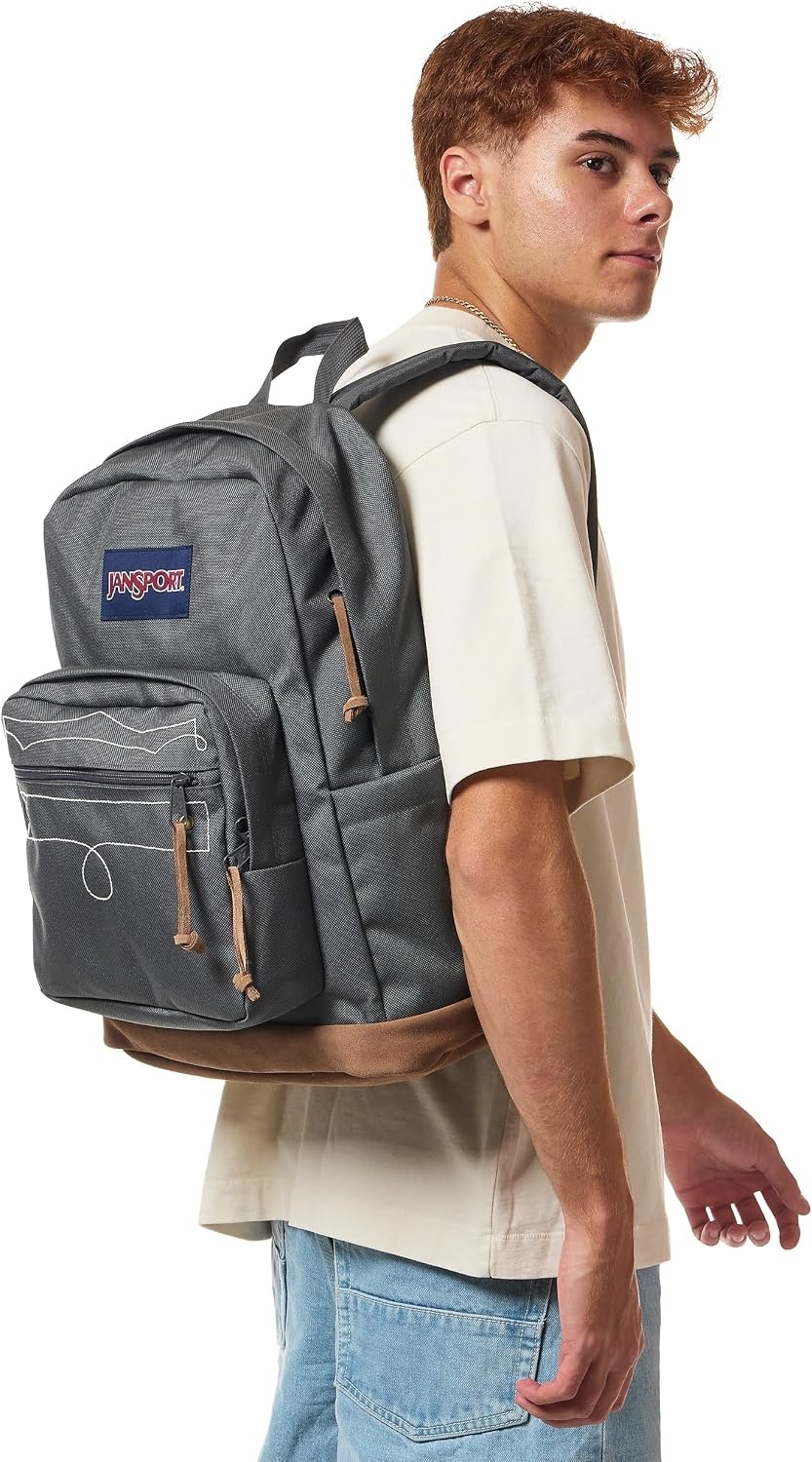 image:imageJanSport Right Pack Expressions Backpack Travel Work or Laptop Bag Coconut CorduroyWestbound Embroidery Smokey GritOxfordTan