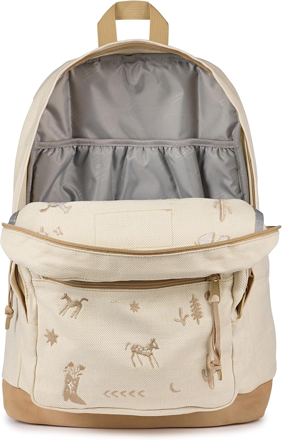 image:imageJanSport Right Pack Expressions Backpack Travel Work or Laptop Bag Coconut CorduroyYehaw and Horses Emb Tan