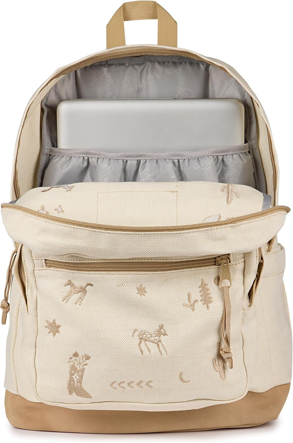 image:imageJanSport Right Pack Expressions Backpack Travel Work or Laptop Bag Coconut CorduroyYehaw and Horses Emb Tan