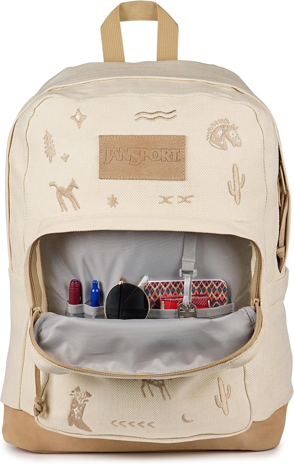 image:imageJanSport Right Pack Expressions Backpack Travel Work or Laptop Bag Coconut CorduroyYehaw and Horses Emb Tan