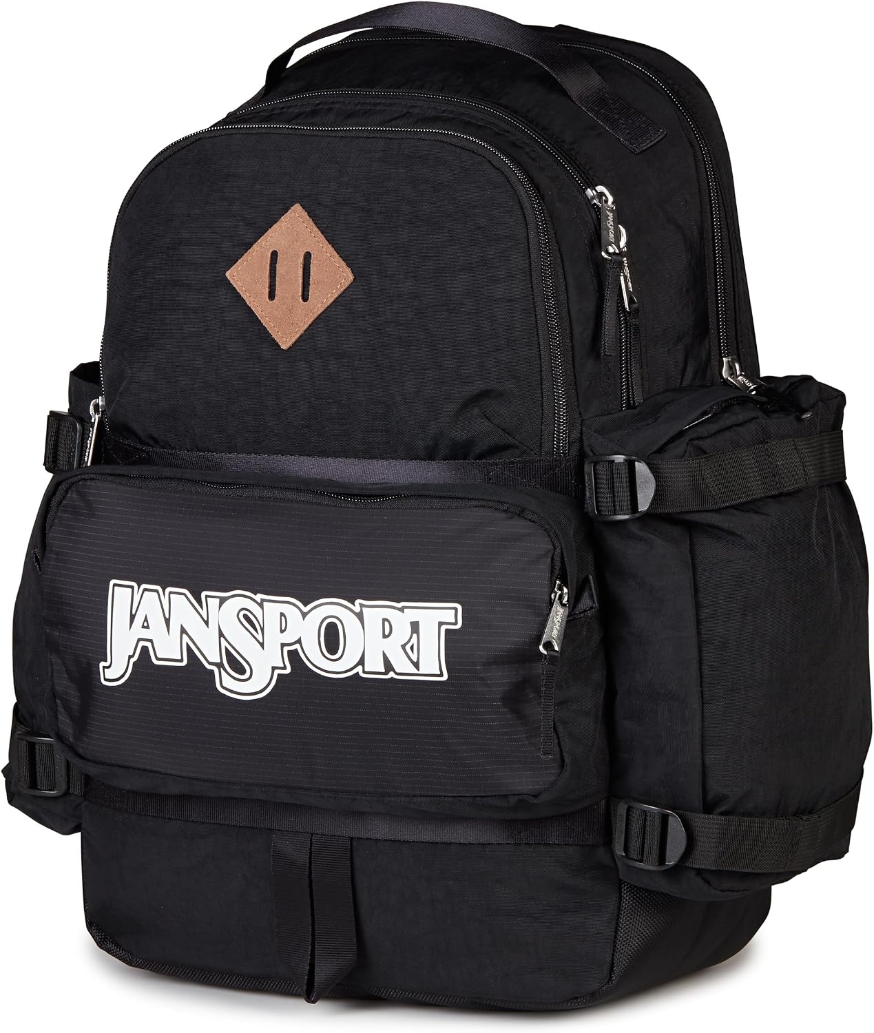 image:imageJanSport Seattle Pack Durable Backpack with Main Compartment Dual Water Bottle Pockets Lined Laptop Sleeve BlackBlack