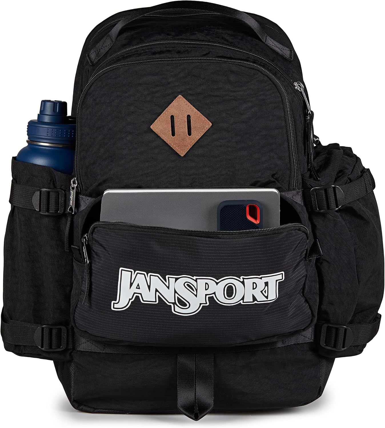 image:imageJanSport Seattle Pack Durable Backpack with Main Compartment Dual Water Bottle Pockets Lined Laptop Sleeve BlackBlack