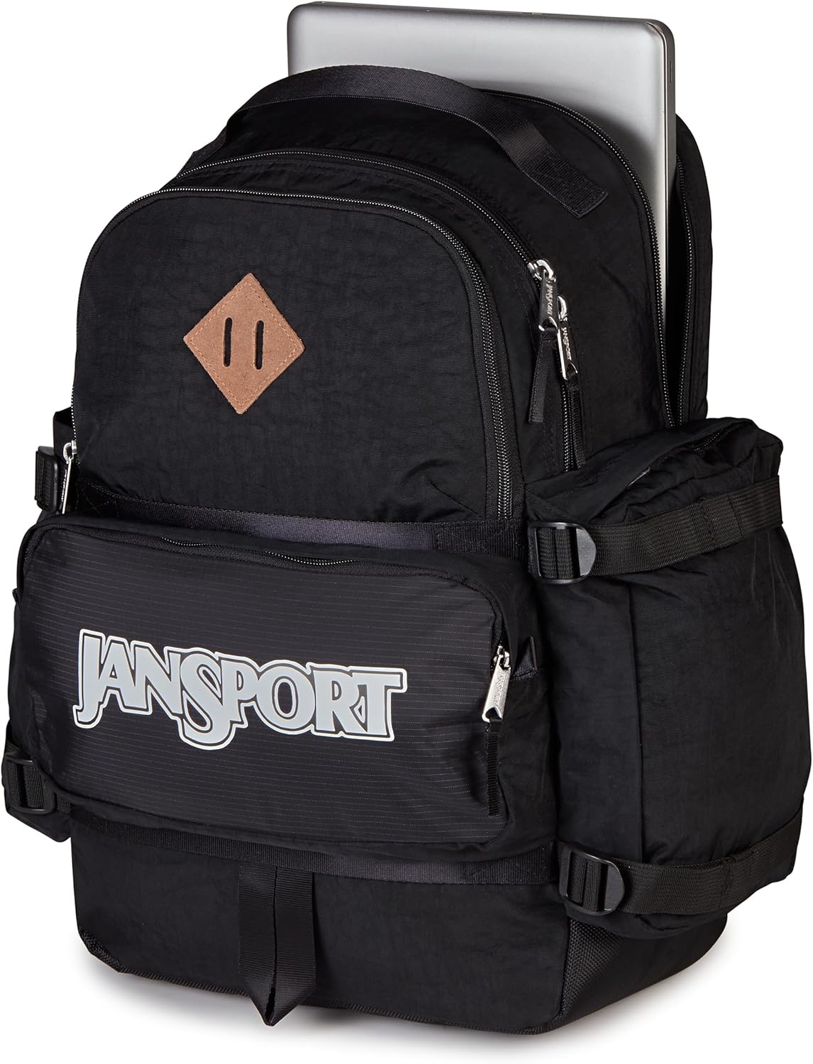 image:imageJanSport Seattle Pack Durable Backpack with Main Compartment Dual Water Bottle Pockets Lined Laptop Sleeve BlackBlack