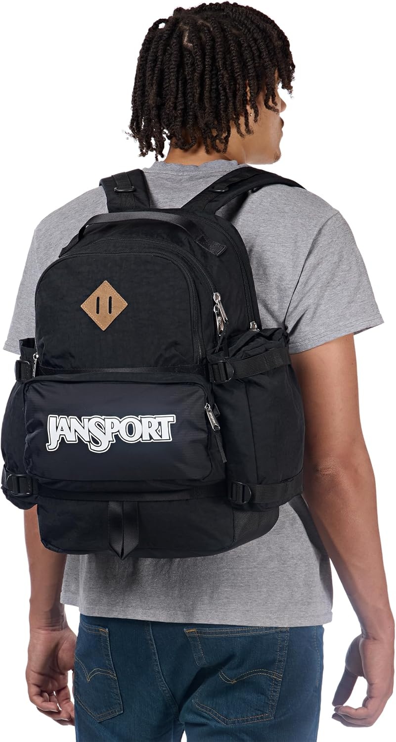 image:imageJanSport Seattle Pack Durable Backpack with Main Compartment Dual Water Bottle Pockets Lined Laptop Sleeve BlackBlack