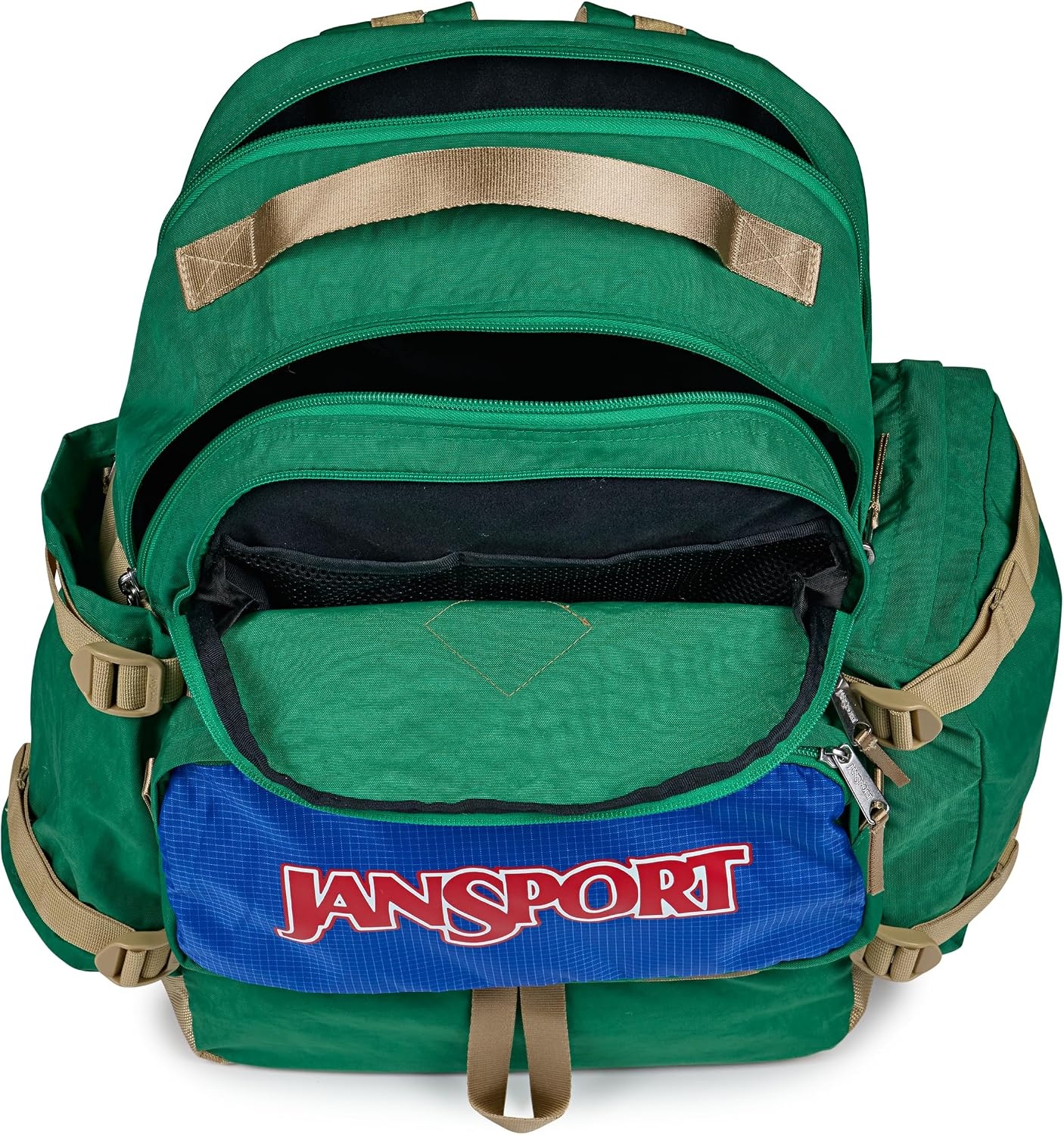image:imageJanSport Seattle Pack Durable Backpack with Main Compartment Dual Water Bottle Pockets Lined Laptop Sleeve BlackJelly Kelly