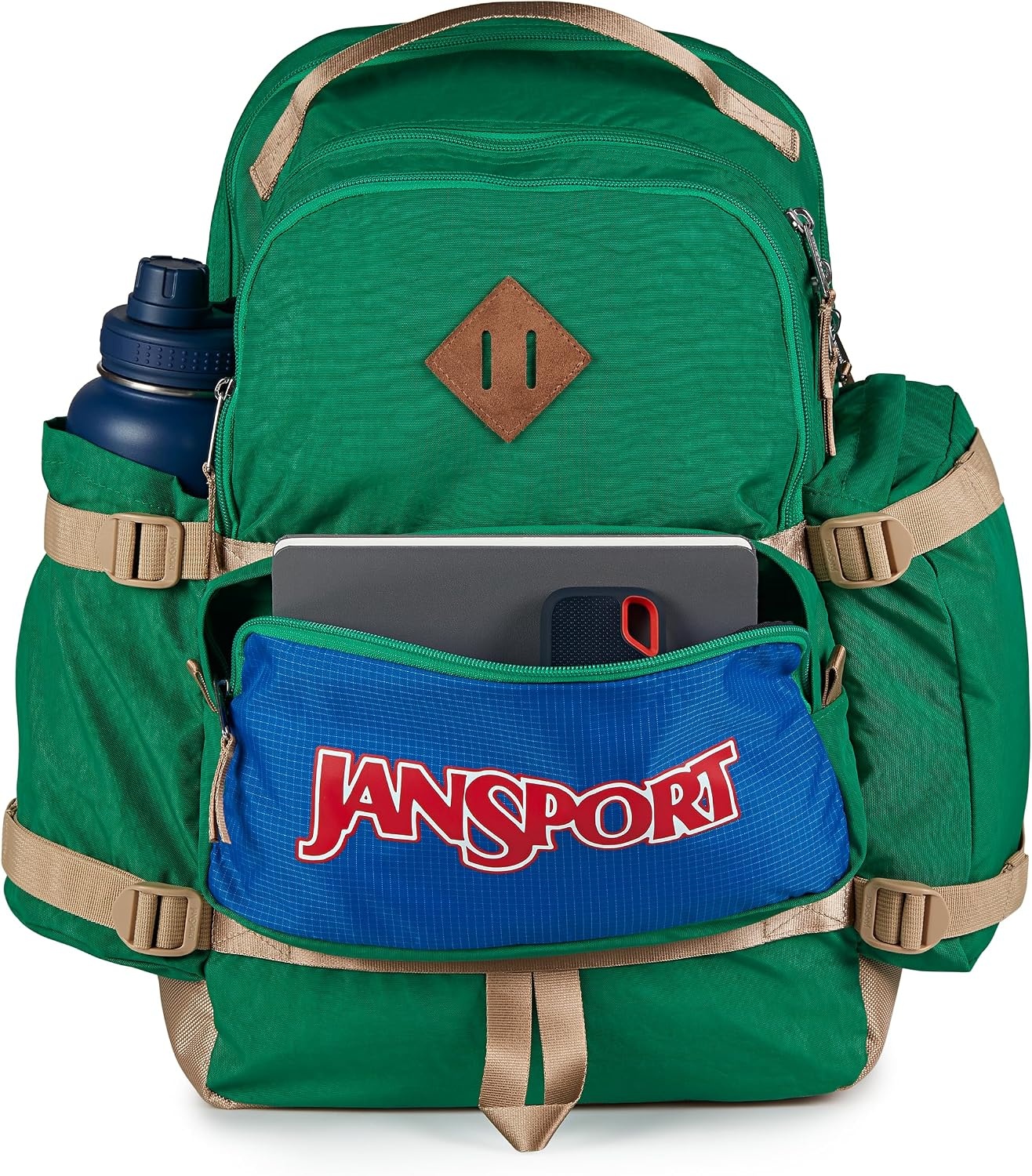 image:imageJanSport Seattle Pack Durable Backpack with Main Compartment Dual Water Bottle Pockets Lined Laptop Sleeve BlackJelly Kelly