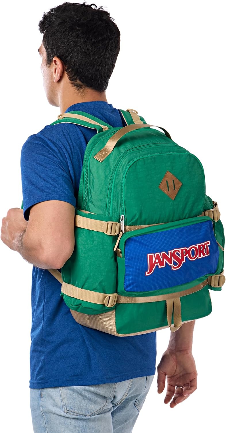 image:imageJanSport Seattle Pack Durable Backpack with Main Compartment Dual Water Bottle Pockets Lined Laptop Sleeve BlackJelly Kelly
