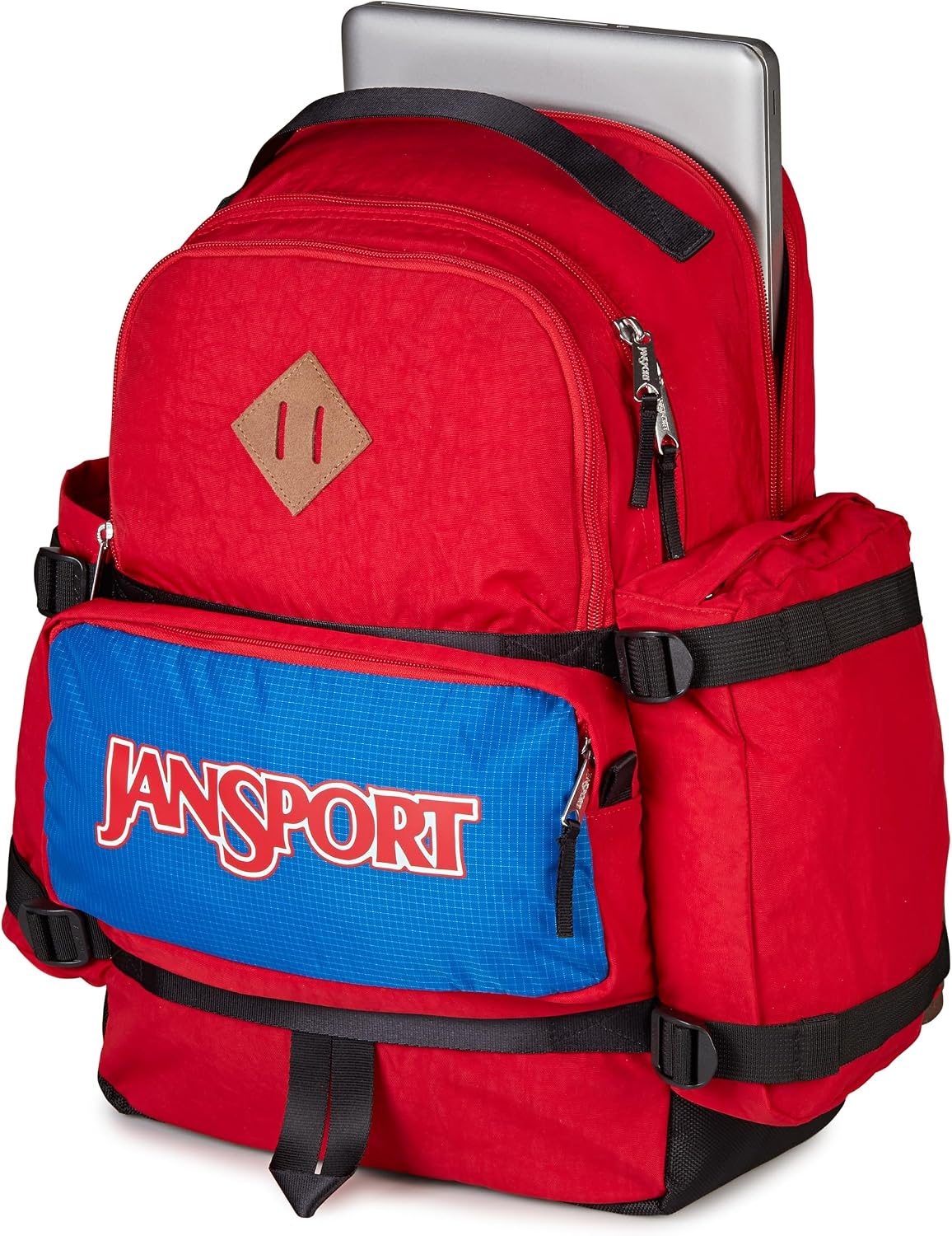 image:imageJanSport Seattle Pack Durable Backpack with Main Compartment Dual Water Bottle Pockets Lined Laptop Sleeve BlackRed Tape
