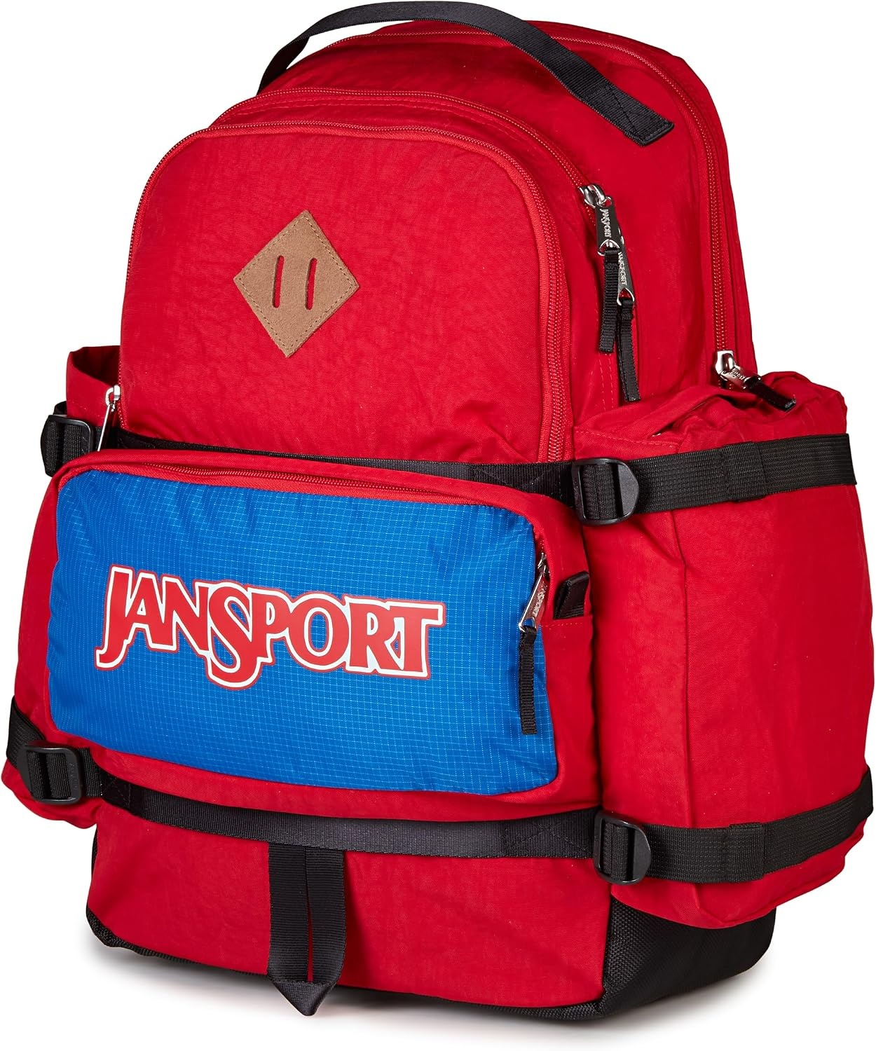 image:imageJanSport Seattle Pack Durable Backpack with Main Compartment Dual Water Bottle Pockets Lined Laptop Sleeve BlackRed Tape