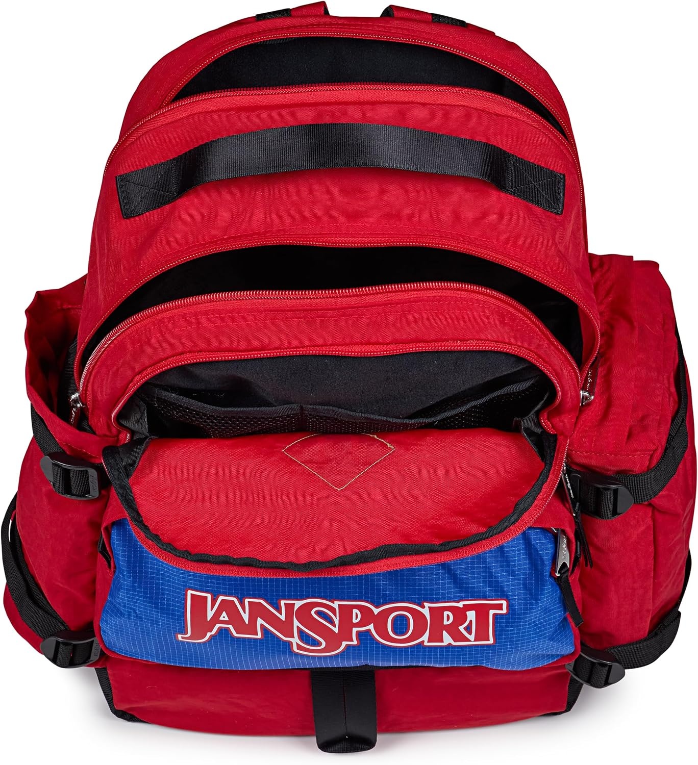 image:imageJanSport Seattle Pack Durable Backpack with Main Compartment Dual Water Bottle Pockets Lined Laptop Sleeve BlackRed Tape