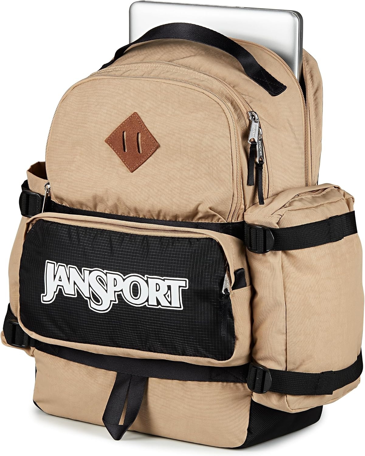 image:imageJanSport Seattle Pack Durable Backpack with Main Compartment Dual Water Bottle Pockets Lined Laptop Sleeve BlackTravertine