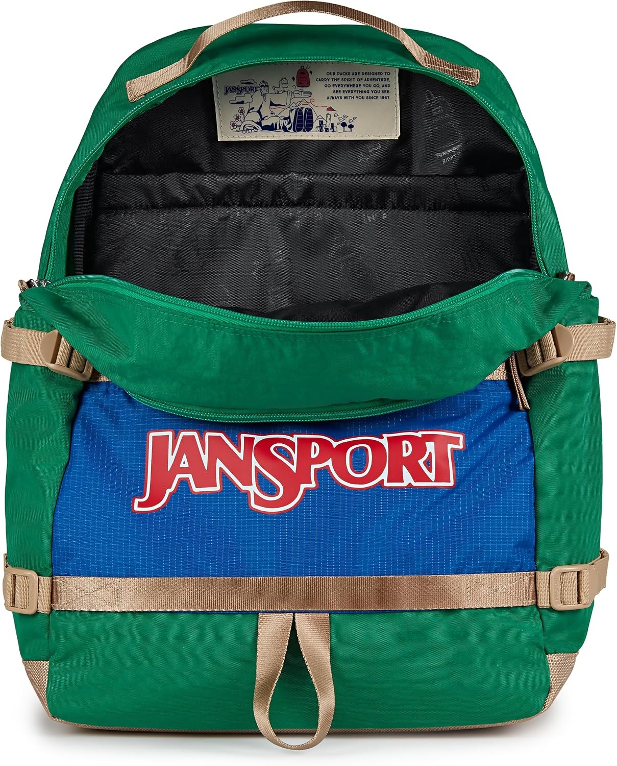 image:imageJanSport Small Seattle Pack Compact Backpack with Main Compartment Dual Water Bottle Pockets and Padded Sleeve for 15Inch Laptop BlackJelly Kelly