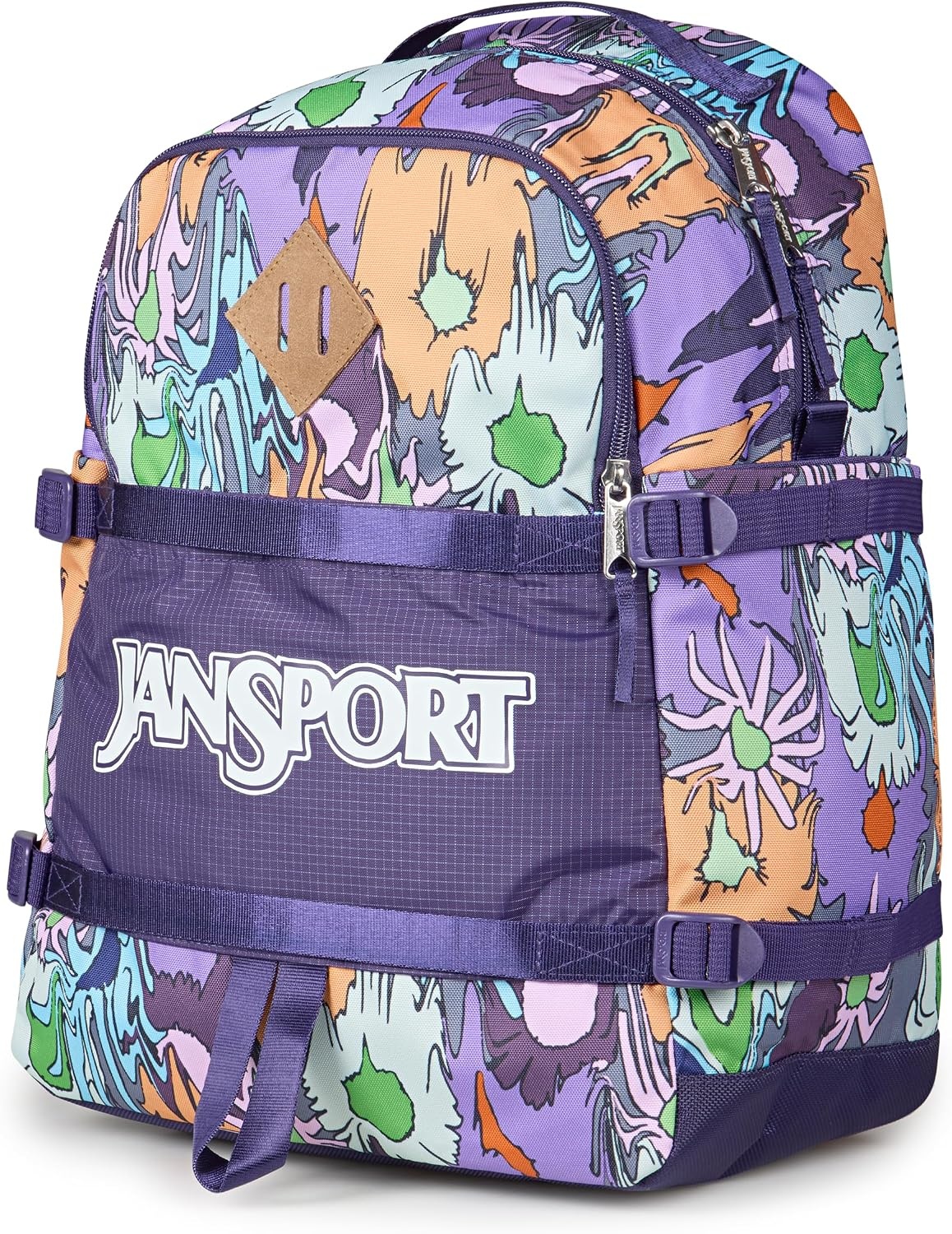 image:imageJanSport Small Seattle Pack Compact Backpack with Main Compartment Dual Water Bottle Pockets and Padded Sleeve for 15Inch Laptop BlackMelted Blooms Yellow