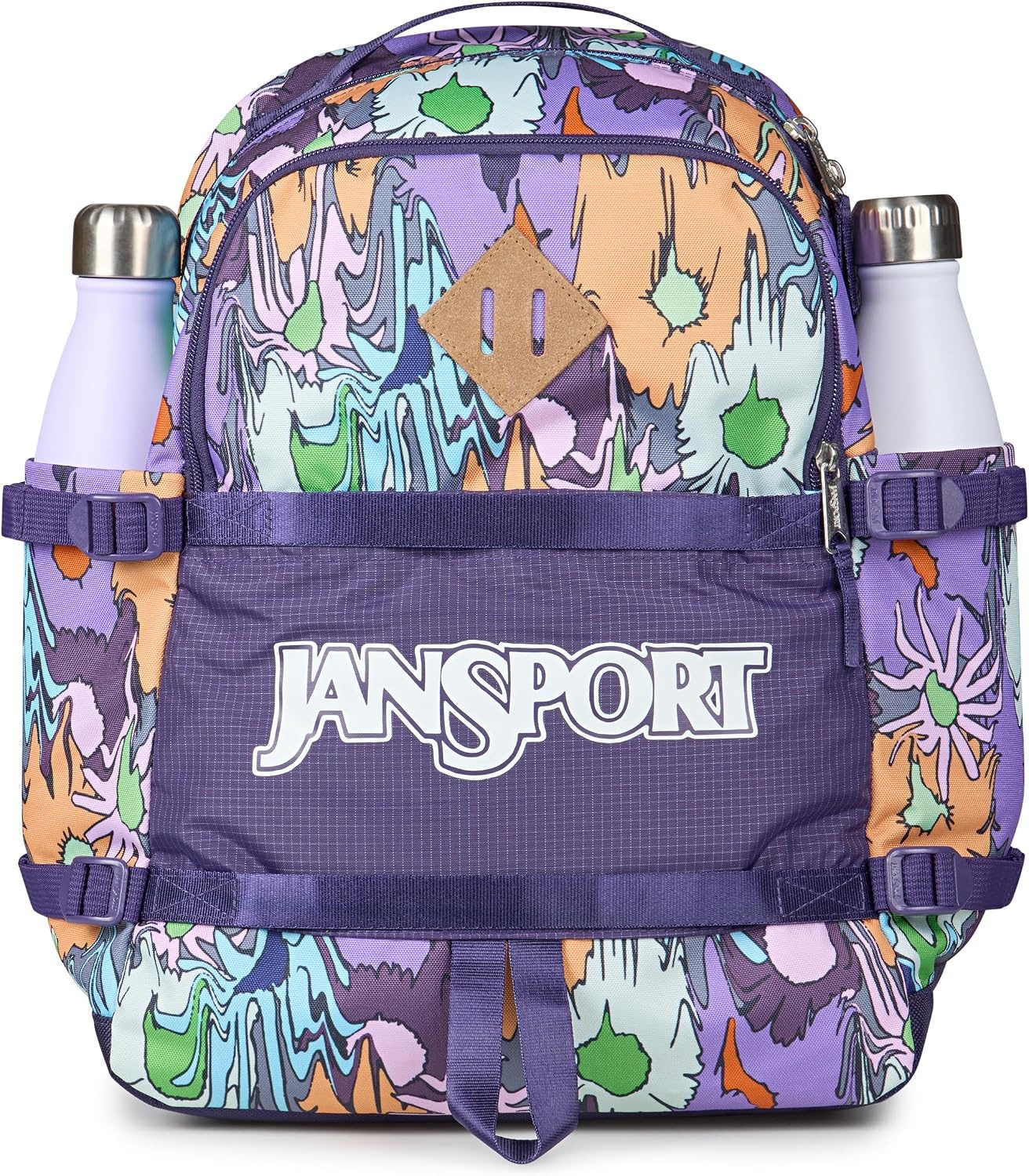 image:imageJanSport Small Seattle Pack Compact Backpack with Main Compartment Dual Water Bottle Pockets and Padded Sleeve for 15Inch Laptop BlackMelted Blooms Yellow