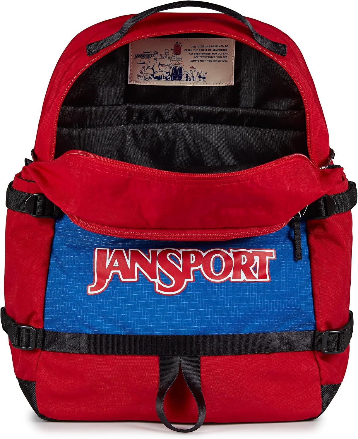 image:imageJanSport Small Seattle Pack Compact Backpack with Main Compartment Dual Water Bottle Pockets and Padded Sleeve for 15Inch Laptop BlackRed Tape