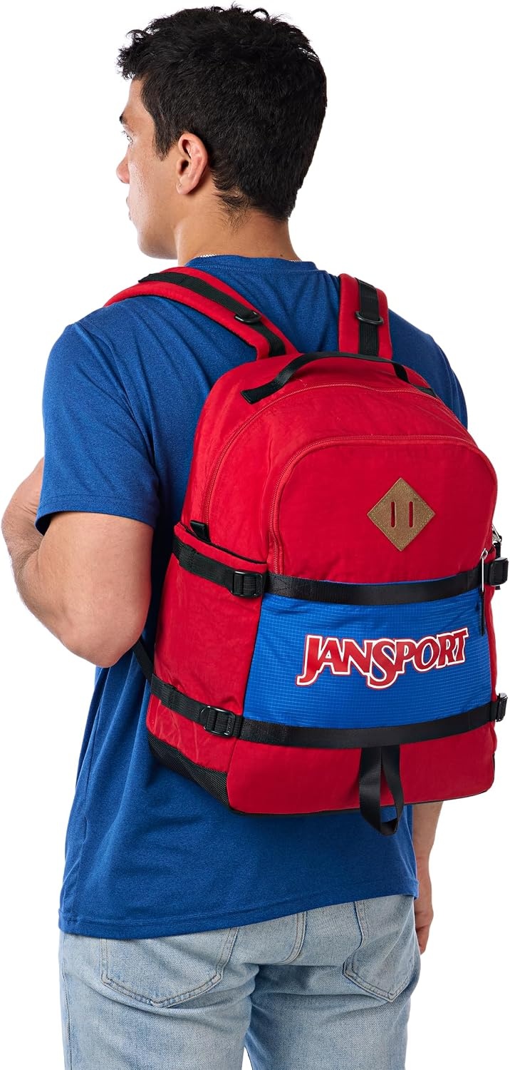 image:imageJanSport Small Seattle Pack Compact Backpack with Main Compartment Dual Water Bottle Pockets and Padded Sleeve for 15Inch Laptop BlackRed Tape