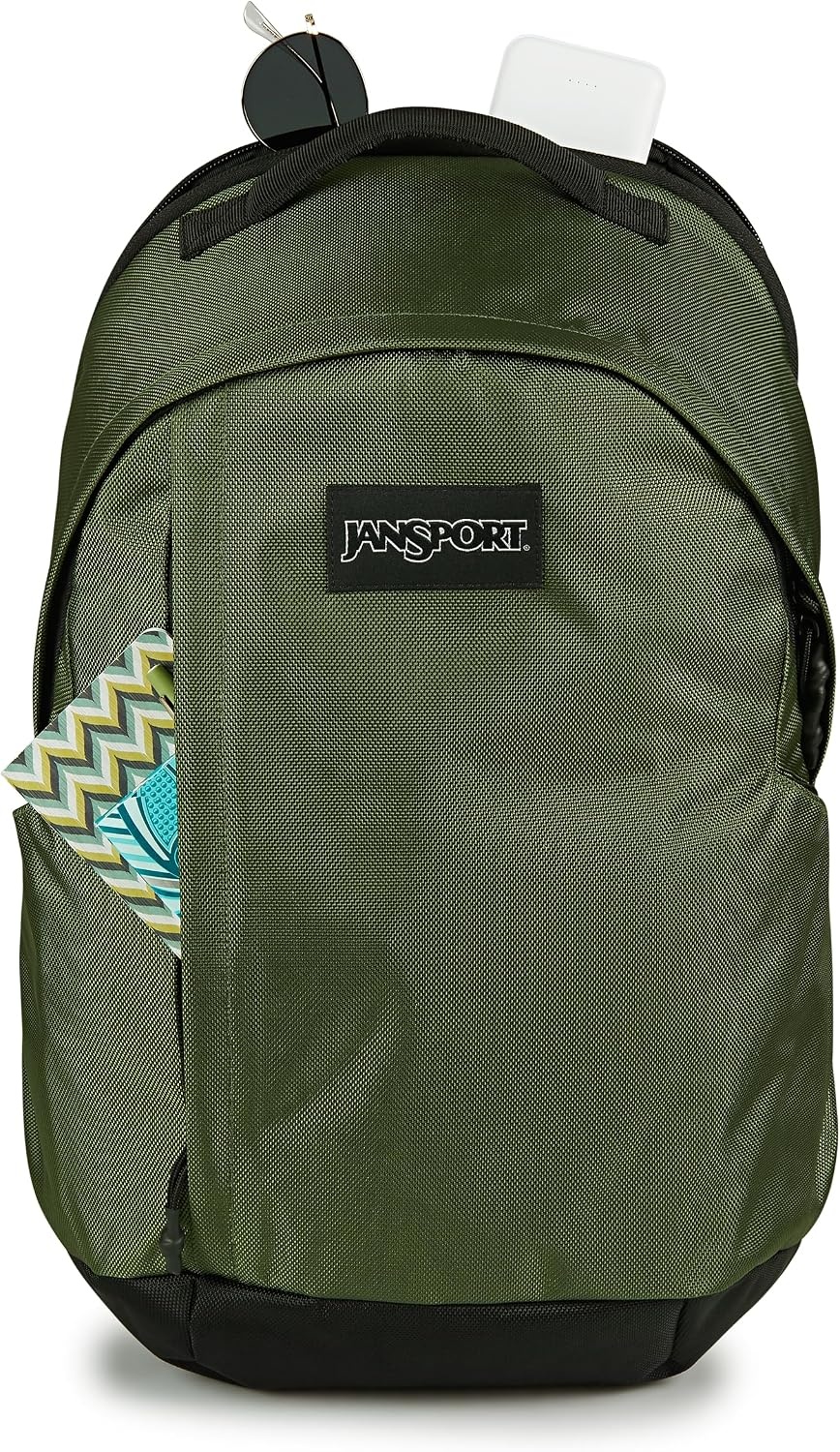 image:imageJanSport Station Pack Large Backpack with Side Access Padded Laptop Sleeve Dual Water Bottle Pockets and Organizer Loft Pocket WhiteCargo Green