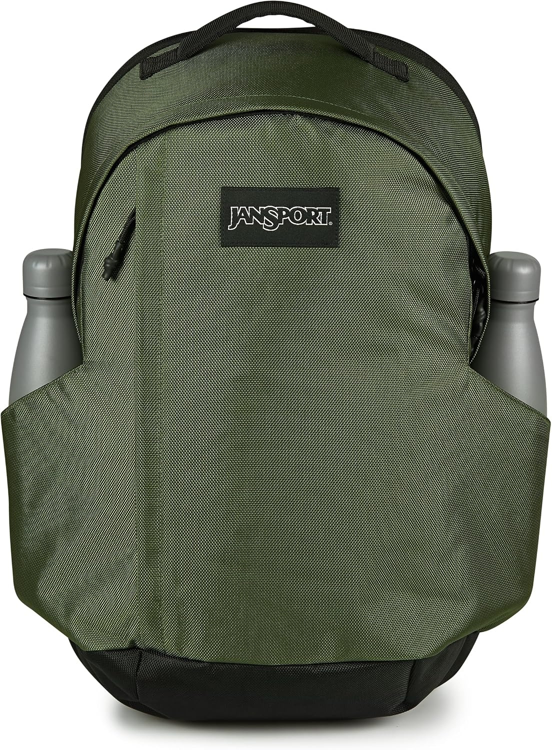 image:imageJanSport Station Pack Large Backpack with Side Access Padded Laptop Sleeve Dual Water Bottle Pockets and Organizer Loft Pocket WhiteCargo Green