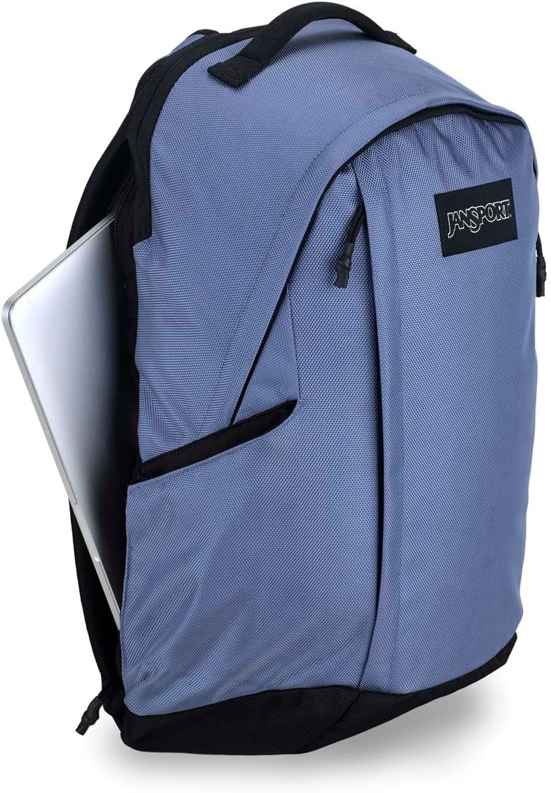 image:imageJanSport Station Pack Large Backpack with Side Access Padded Laptop Sleeve Dual Water Bottle Pockets and Organizer Loft Pocket WhiteElemental Blue