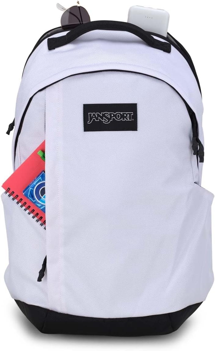 image:imageJanSport Station Pack Large Backpack with Side Access Padded Laptop Sleeve Dual Water Bottle Pockets and Organizer Loft Pocket WhiteWhite